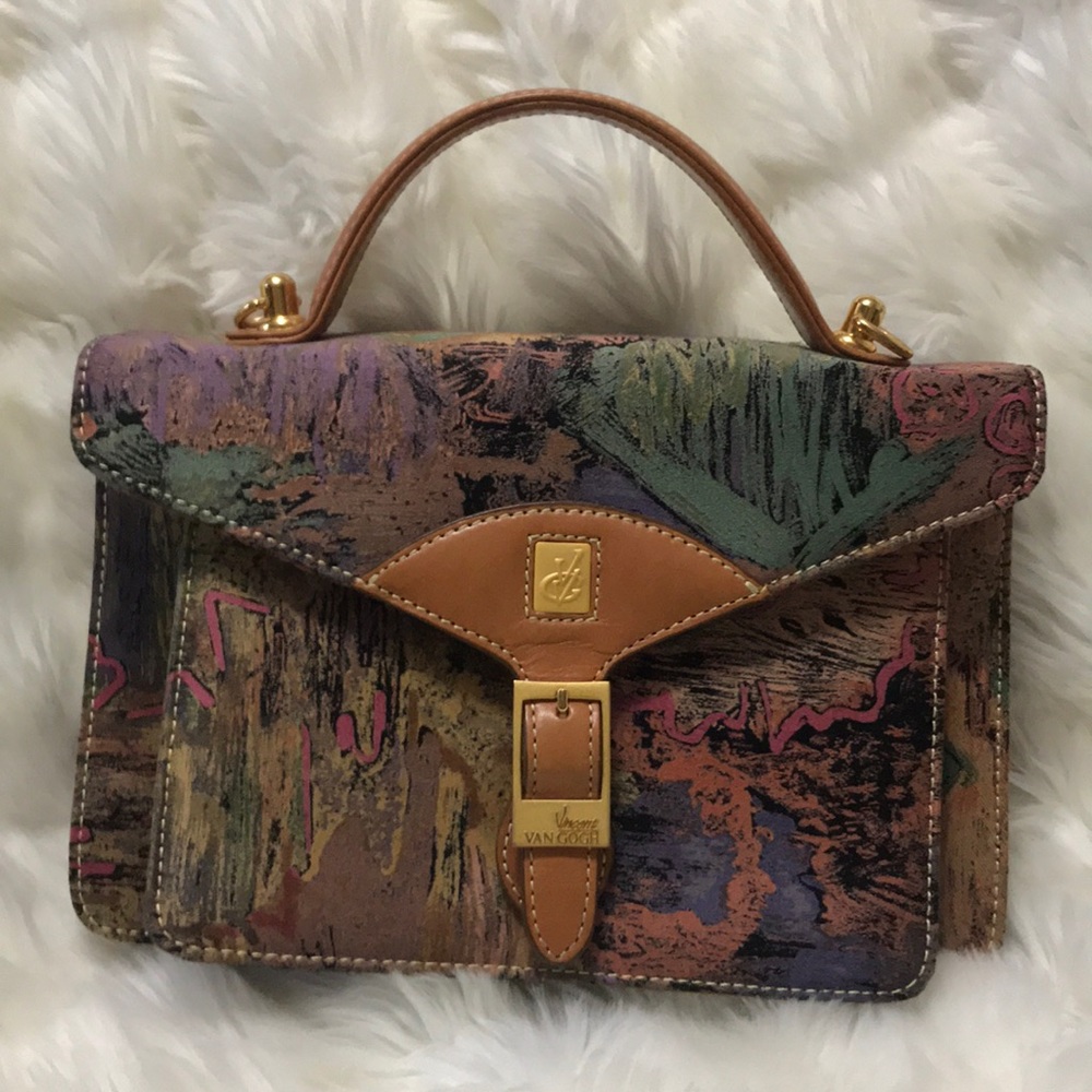 Vincent Van Gogh Multi-Color Leather Top-Handle Clutch